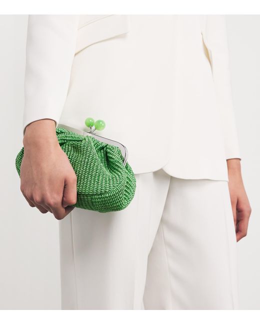 Weekend by Maxmara Green Small Raffia-Effect Pasticcino Bag