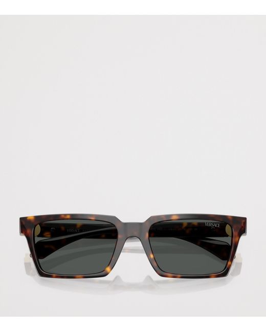 Versace Gray Tortoiseshell Rectangular Sunglasses for men