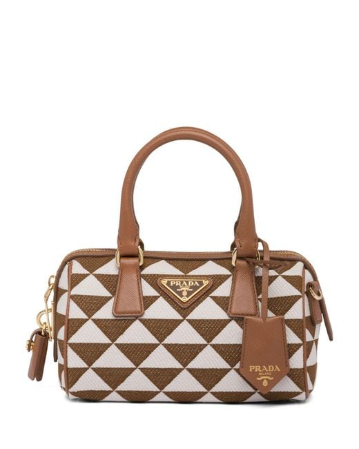 Prada Brown Symbole Jacquard Top-handle Bag