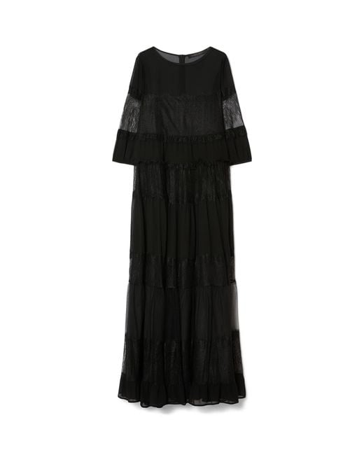 Marina Rinaldi Black Lace Tulle Maxi Dress