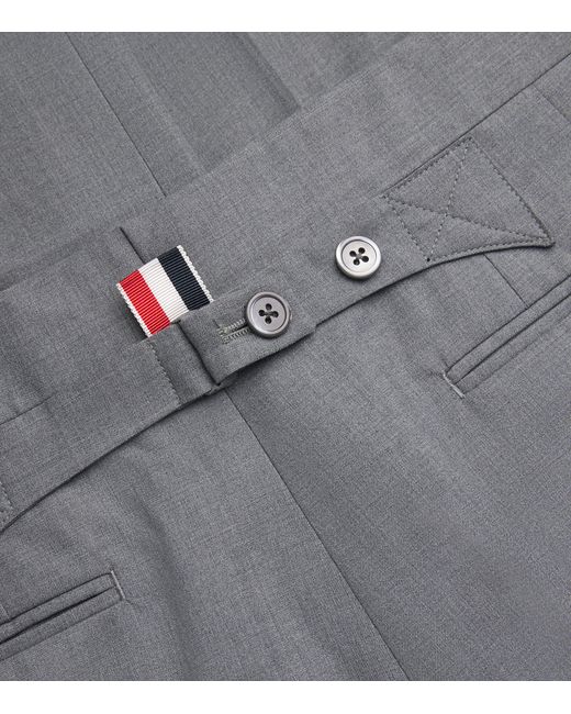 Thom Browne Gray Wool 4-Bar Stripe Tailored Trousers for men