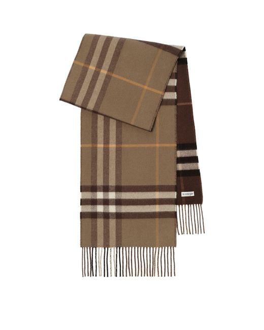 Burberry Natural Reversible Cashmere Check Scarf