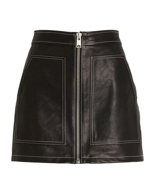 AllSaints Black Leather Cleo Mini Skirt