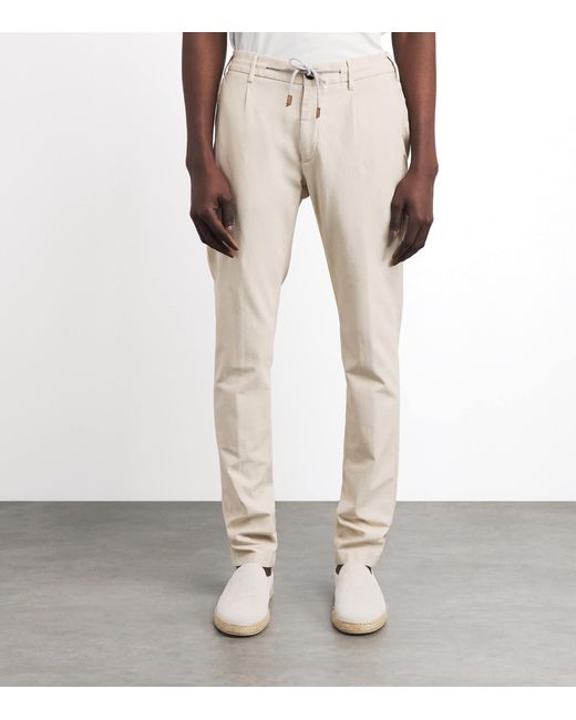 Eleventy Natural Cotton-Blend Drawstring Trousers for men