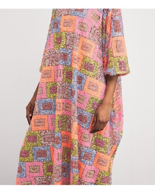 ‎Taller Marmo Pink Sequinned Bermuda Kaftan