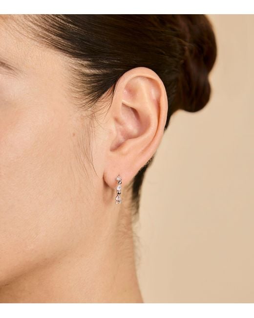 Astrid & Miyu White Rhodium-Plated Heart Cluster Single Hoop Earring