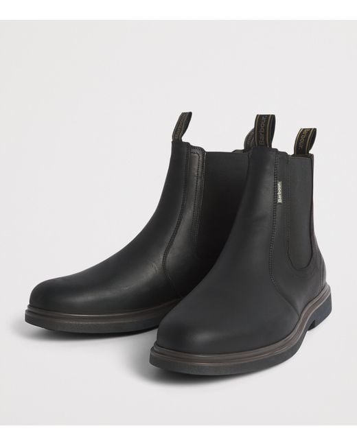 Barbour Black Leather Hale Chelsea Boots for men