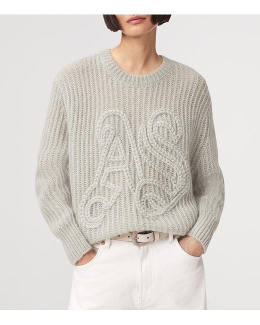 AllSaints White Wool-Blend Chain Sweater