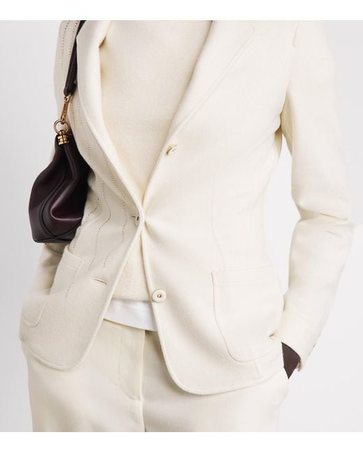 Colombo White Cashmere-Silk Embellished Blazer