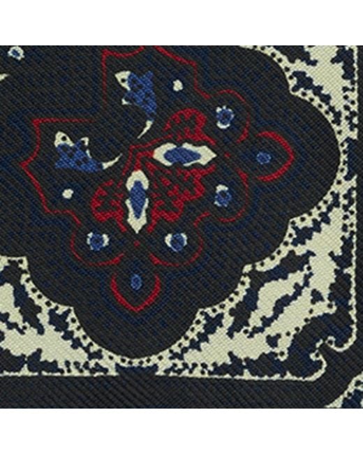 Dunhill Blue Mulberry Silk Floral Medallion Pocket Square for men