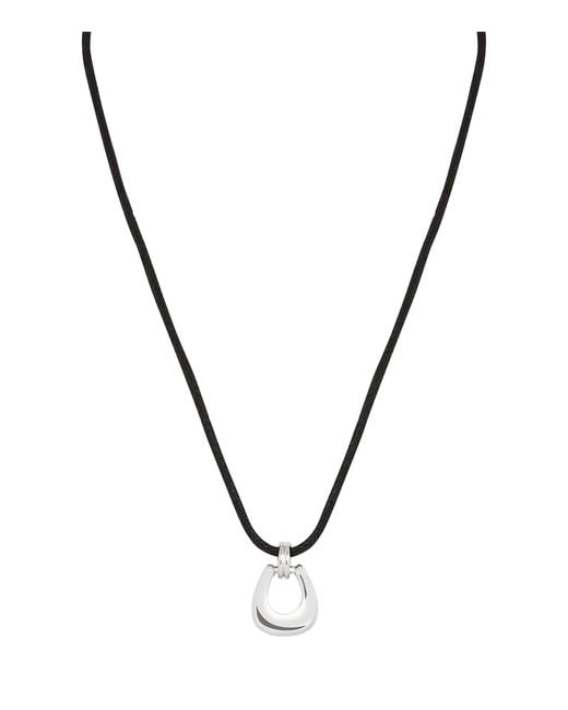 Astrid & Miyu Metallic Corded Rhodium-Plated Horseshoe Pendant Necklace