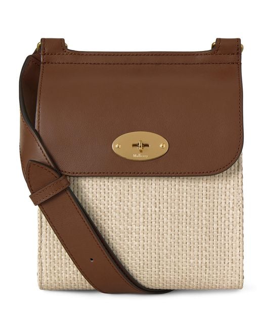 Mulberry Brown Small Raffia Antony Messenger Bag