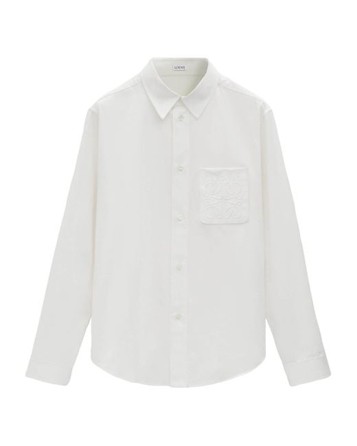 Loewe White Cotton Embroidered Logo Shirt for men
