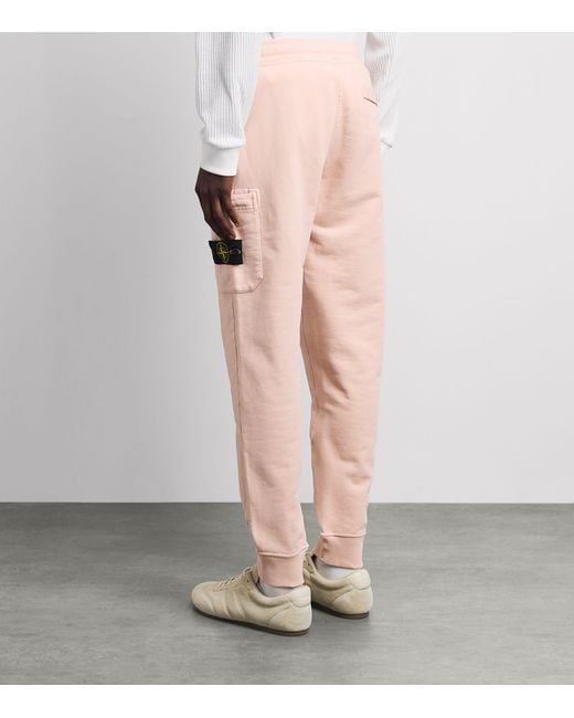 Stone Island Pink Cotton Compass Cargo Sweatpants for men