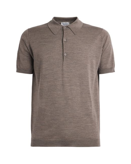 John Smedley Gray Extra Fine Merino Wool Macloud Polo Shirt for men