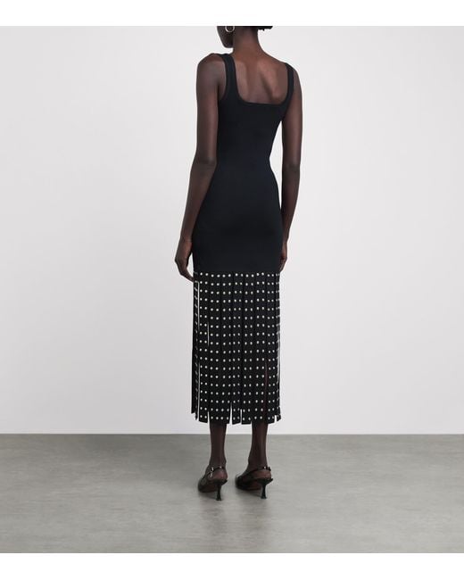 Sandro Black Knitted Fringe Midi Dress