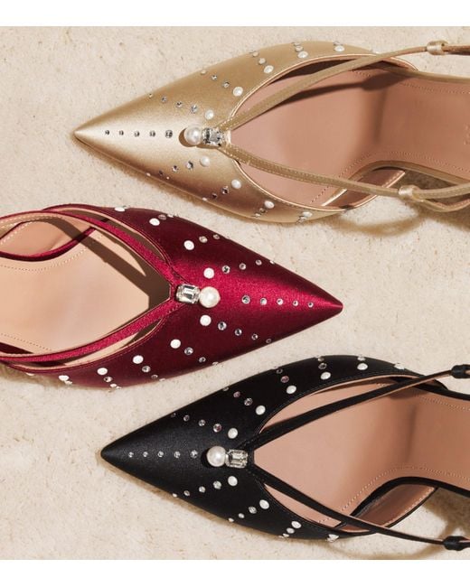 Malone Souliers Red Satin Embellished Marisa Heeled Mules 70