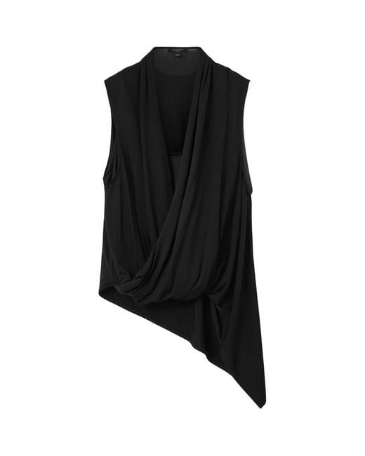 AllSaints Black Draped Adaline Top