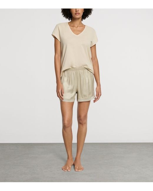 Hanro Natural Satin Striped Lounge Shorts