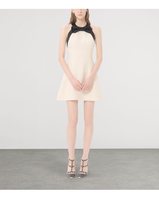 Valentino Natural Wool-Silk Crepe Halterneck Mini Dress