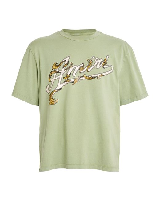 Amiri Green Cotton Logo T-shirt for men