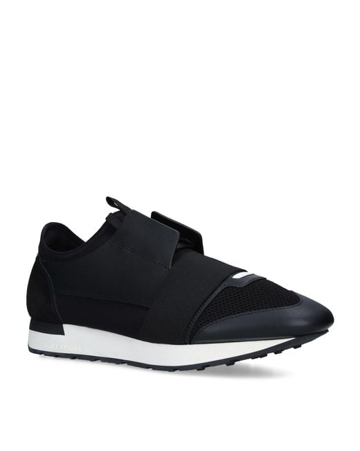 Balenciaga Black Race Runner Leather, Suede And Mesh Trainers for men