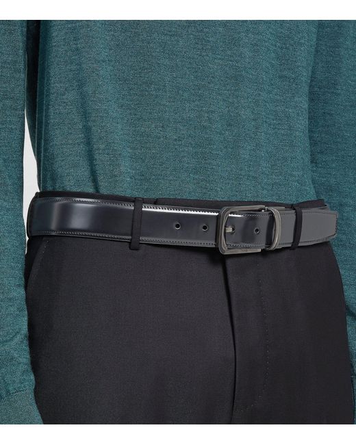 Zegna Gray Leather Reversible Belt for men