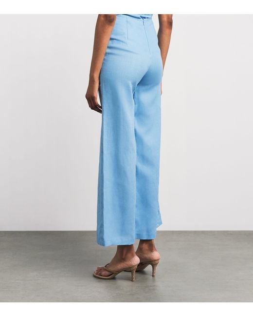 Faithfull The Brand Blue Linen Syna Wide-Leg Trousers