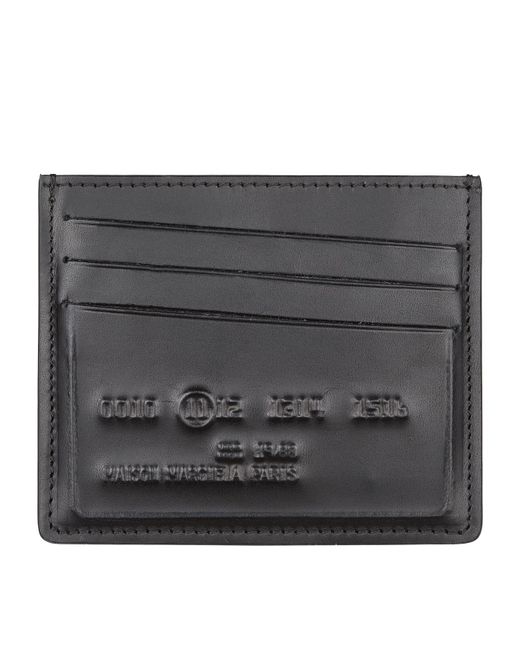 Maison Margiela Black Embossed Logo Leather Card Holder for men