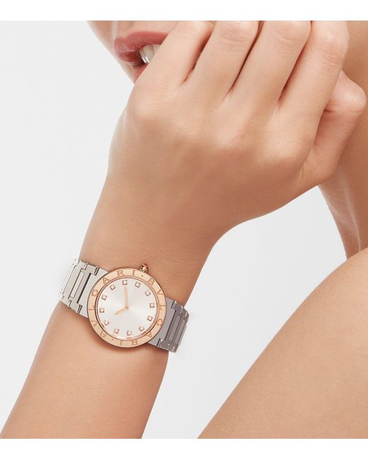 BVLGARI Metallic Stainless Steel And Rose Watch