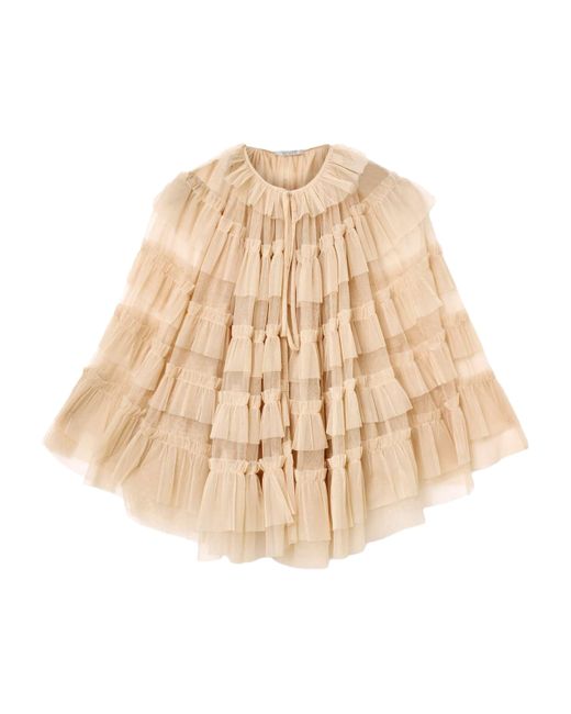 AllSaints Natural Tulle Ruffled Aude Cape Top