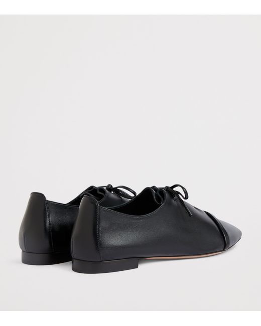 Malone Souliers Black Nappa Leather Lace-Up Jean Flats