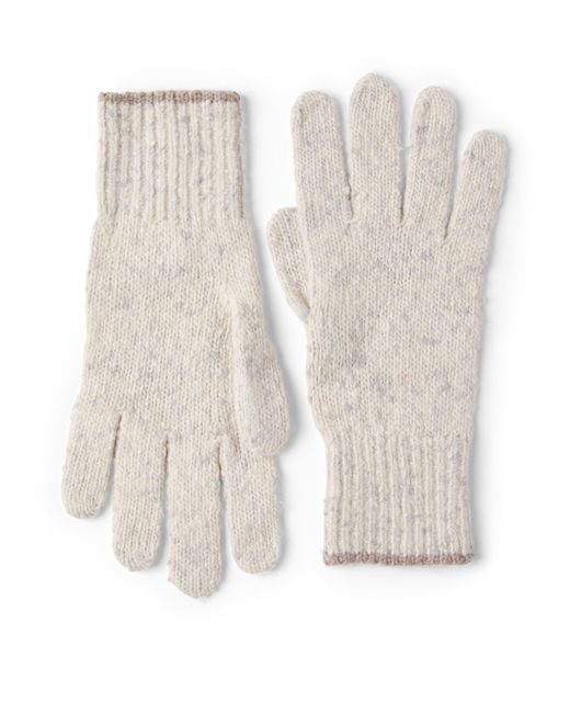 Brunello Cucinelli White Cashmere Flecked Gloves for men