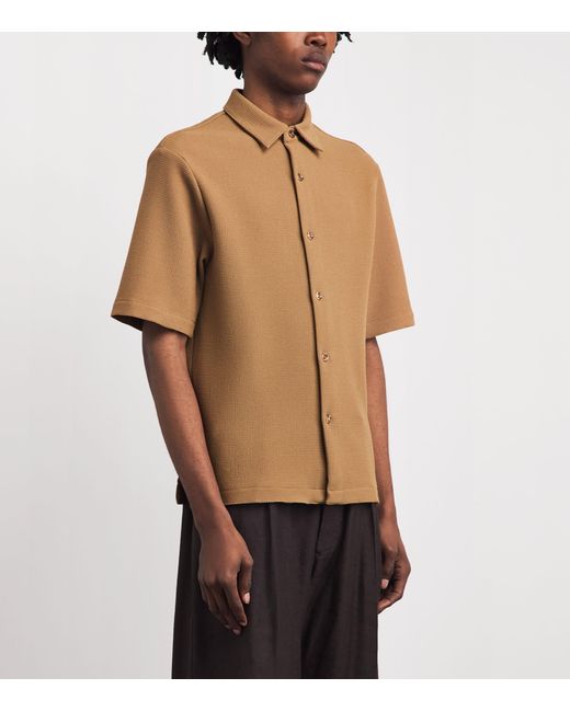 Sandro Brown Knitted Short-Sleeve Shirt for men