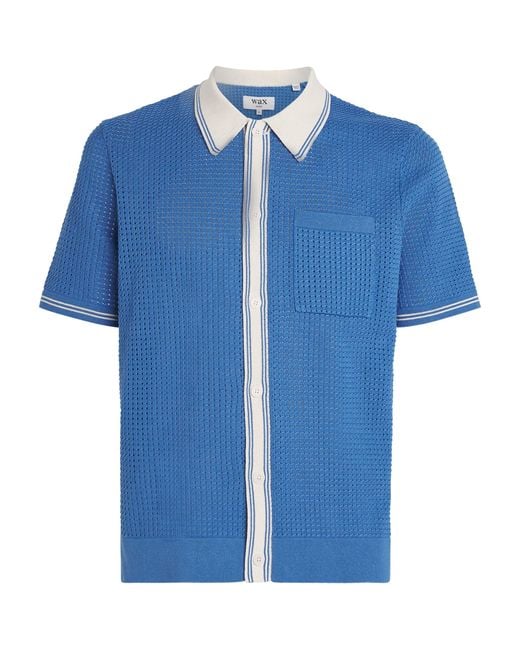 Wax London Blue Linen-Blend Belle Polo Shirt for men