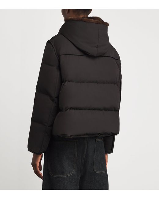 Yves Salomon Black Down-Mink Technical Puffer Jacket