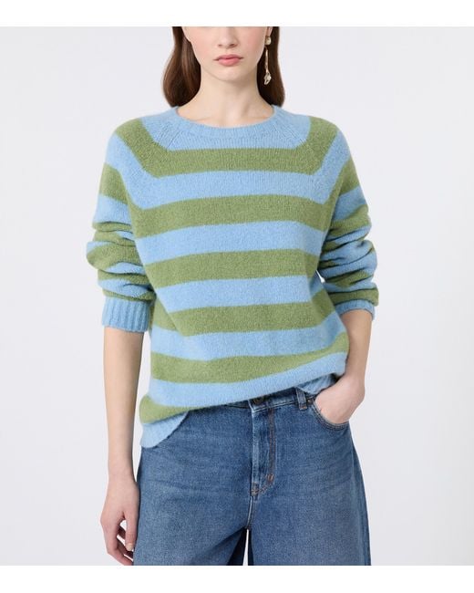 Weekend by Maxmara Green Stripe Crew-Neck Sweater