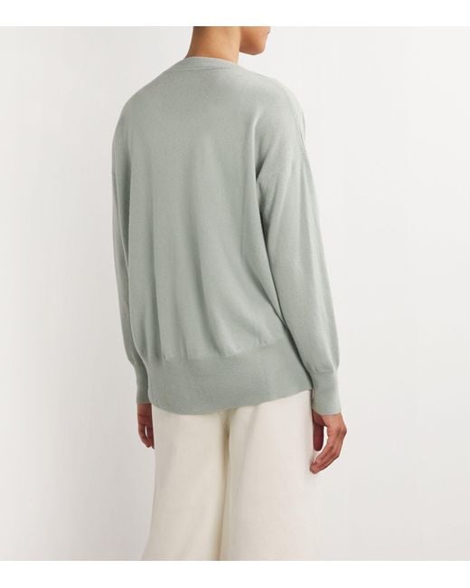 LeKasha Gray Organic Cashmere V-neck Sweater