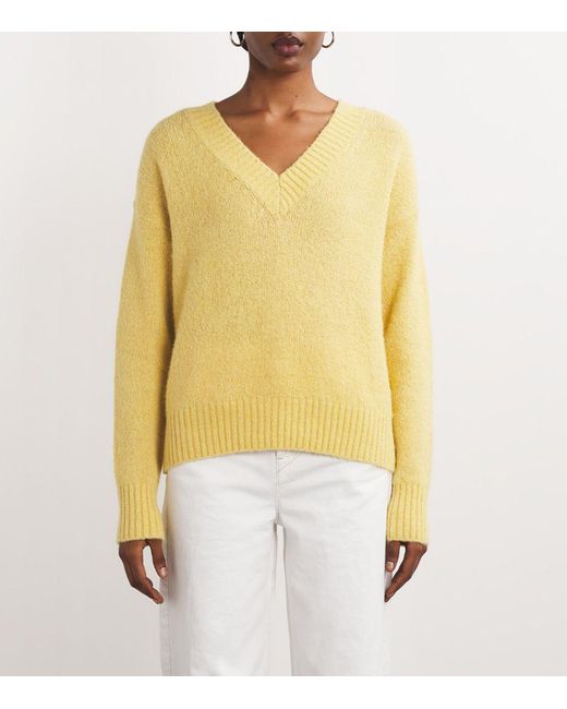 Weekend by Maxmara Yellow Alpaca-Blend V-Neck Sweater