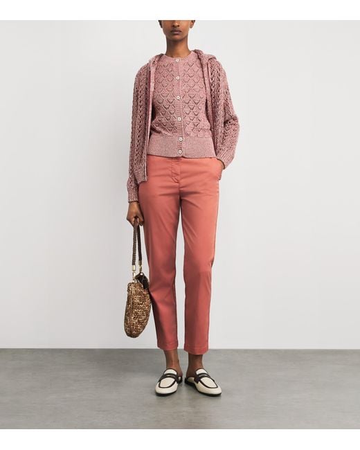 Eleventy Pink Cotton-Linen-Blend Sequinned Cardigan