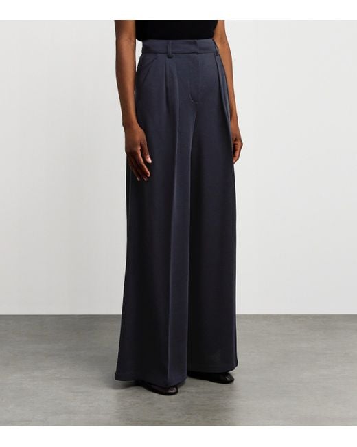 Max Mara Blue Wool Jersey Palazzo Trousers