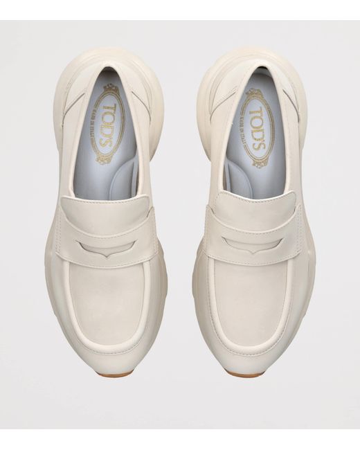 Tod's White Leather Sport 54 Loafers 25