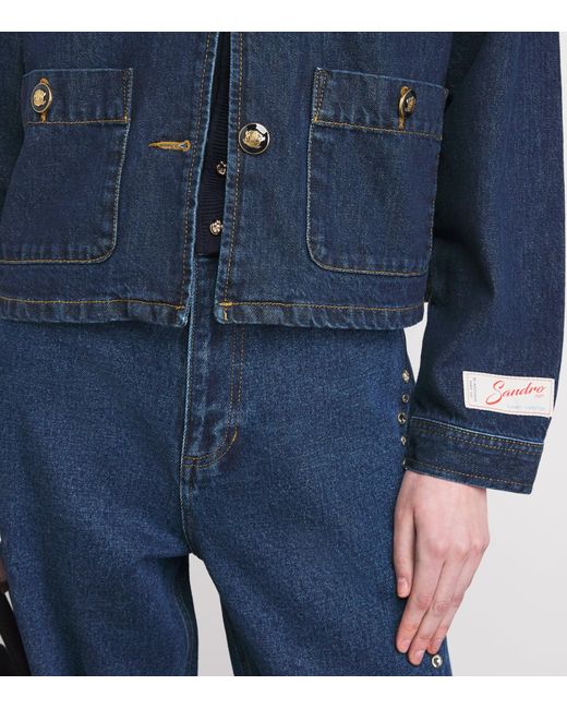 Sandro Blue Crest-Button Denim Jacket
