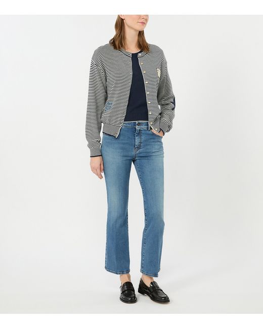 Weekend by Maxmara Gray Striped Crew-Neck Cardigan