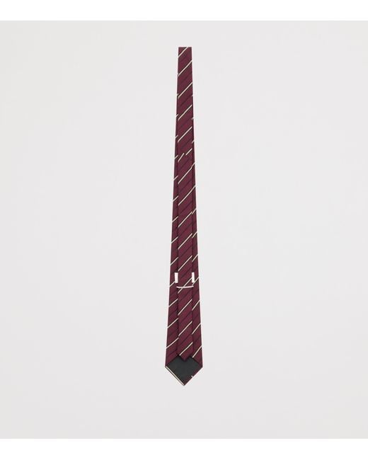 Saint Laurent Red Silk-Wool Jacquard Stripe Tie
