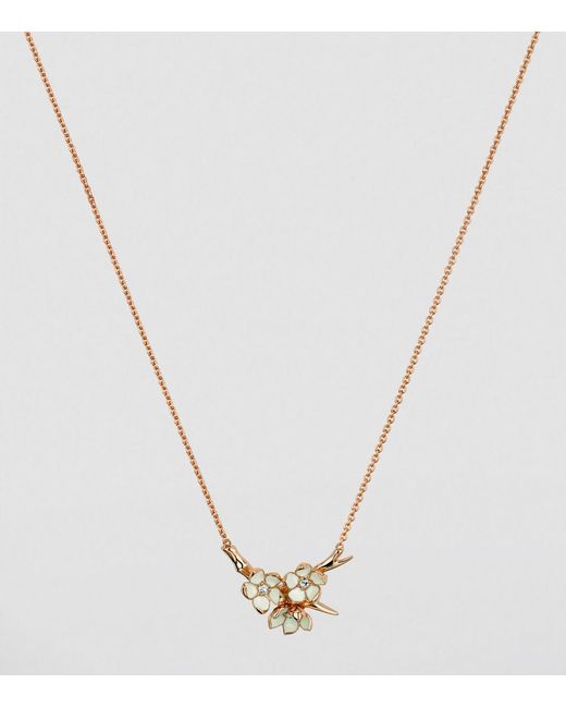 Shaun Leane Metallic Gold Vermeil And Diamond Cherry Blossom Flower Posey Necklace