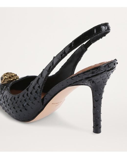 Kurt Geiger Black Snake-Effect Belgravia Slingback Pumps