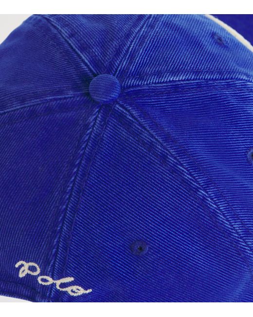 Polo Ralph Lauren Blue Corduroy Script Baseball Cap for men