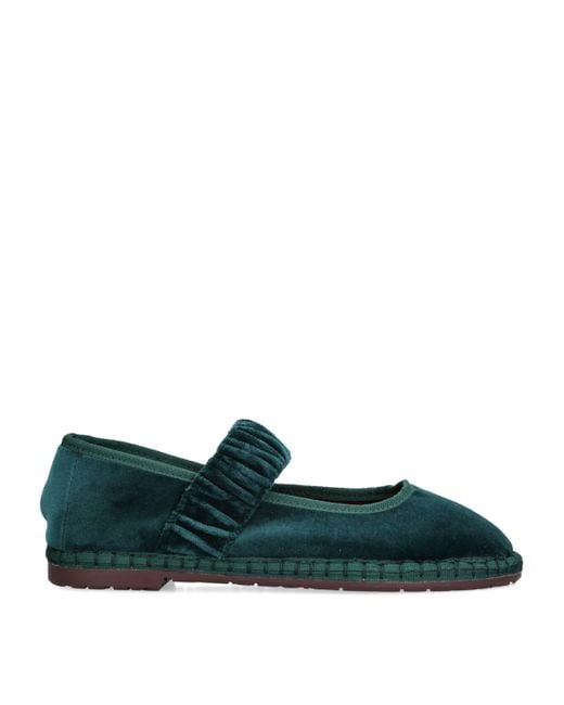 Flabelus Green Velvet Mafalda Espadrilles