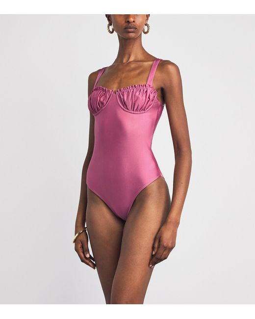 Faithfull The Brand Purple Ruffled Tavia Swimsuit